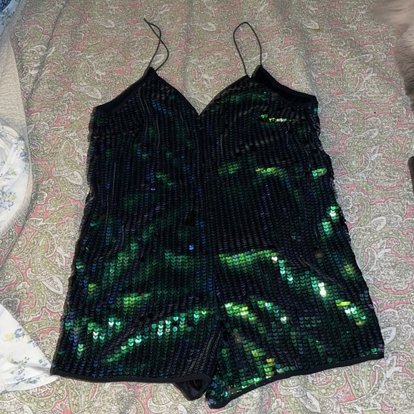 PrettyLittleThing Pants - PrettyLittleThing sequin spaghetti strap romper size 8